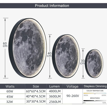 Modern 3D Moon Mural Wall Lamp Dimmable LED Light forHome Interiors