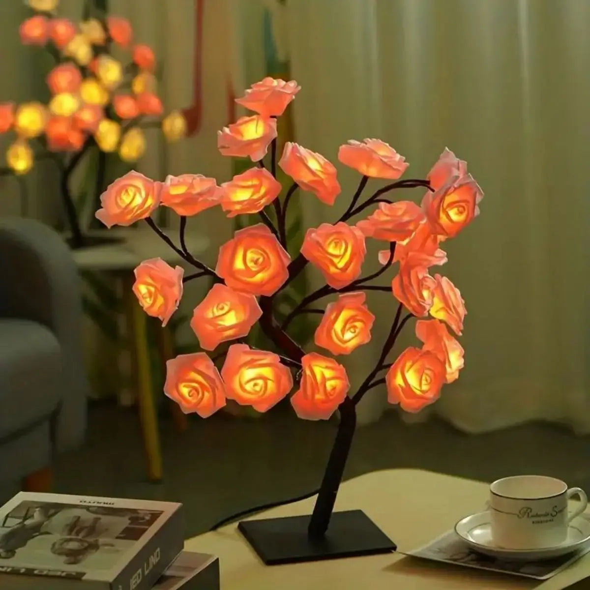Adjustable Rose Flower Lamp USB Fairy Tree for Decor