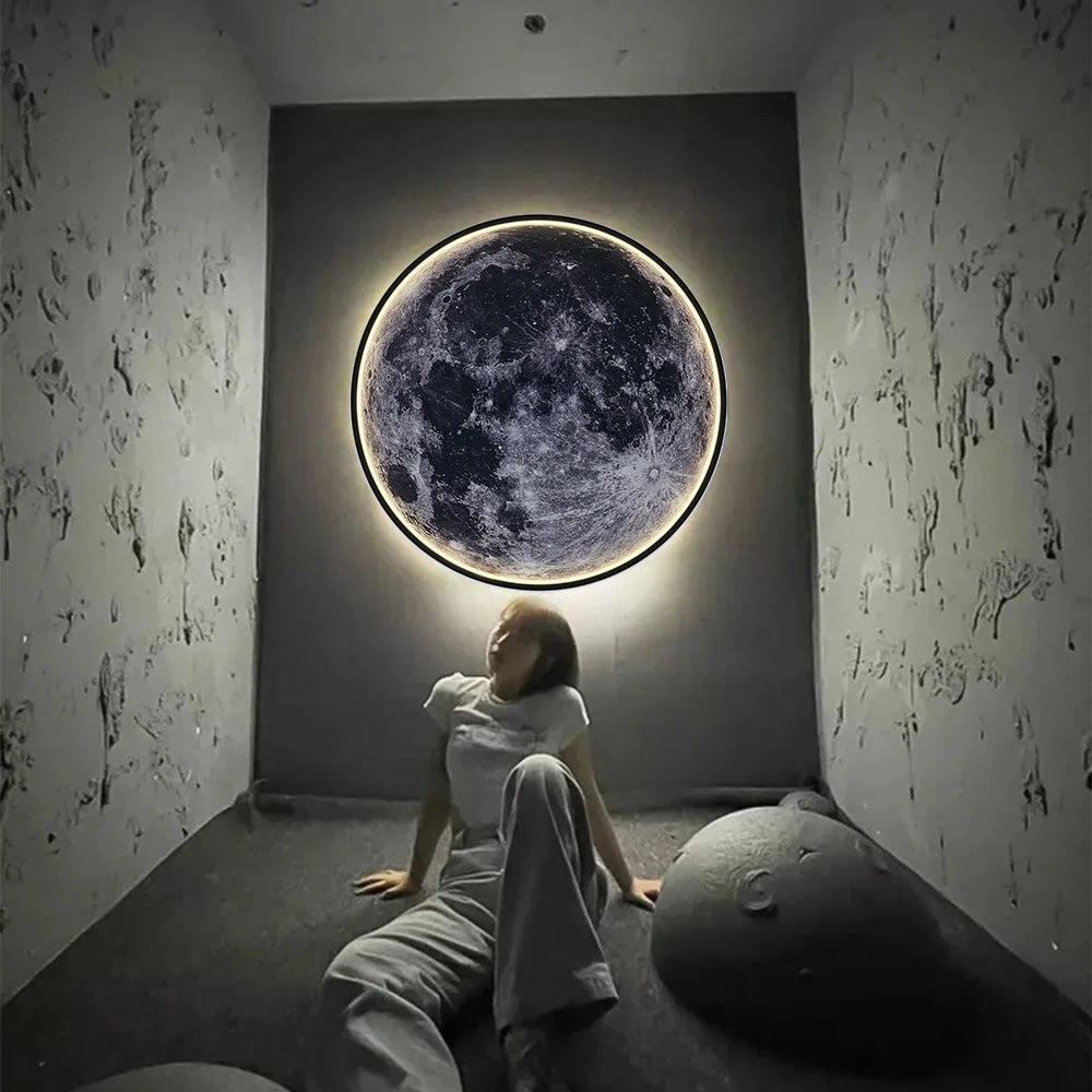 Modern 3D Moon Mural Wall Lamp Dimmable LED Light forHome Interiors