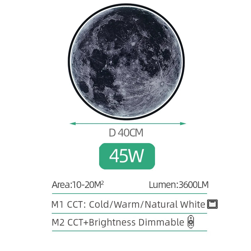 Modern 3D Moon Mural Wall Lamp Dimmable LED Light forHome Interiors