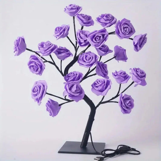 Adjustable Rose Flower Lamp USB Fairy Tree for Decor