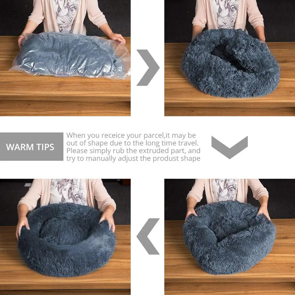 Round Pet Bed for Dogs and Cats Soft Plush