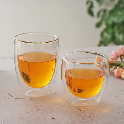 Transparent Borosilicate Double Wall Glass for Espresso, Drinks, and Desserts