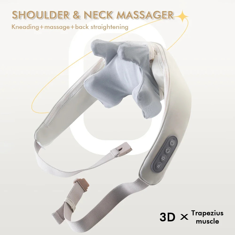 Wireless Neck and Back Massager with Heat, Kneading, and Shoulder Relief
