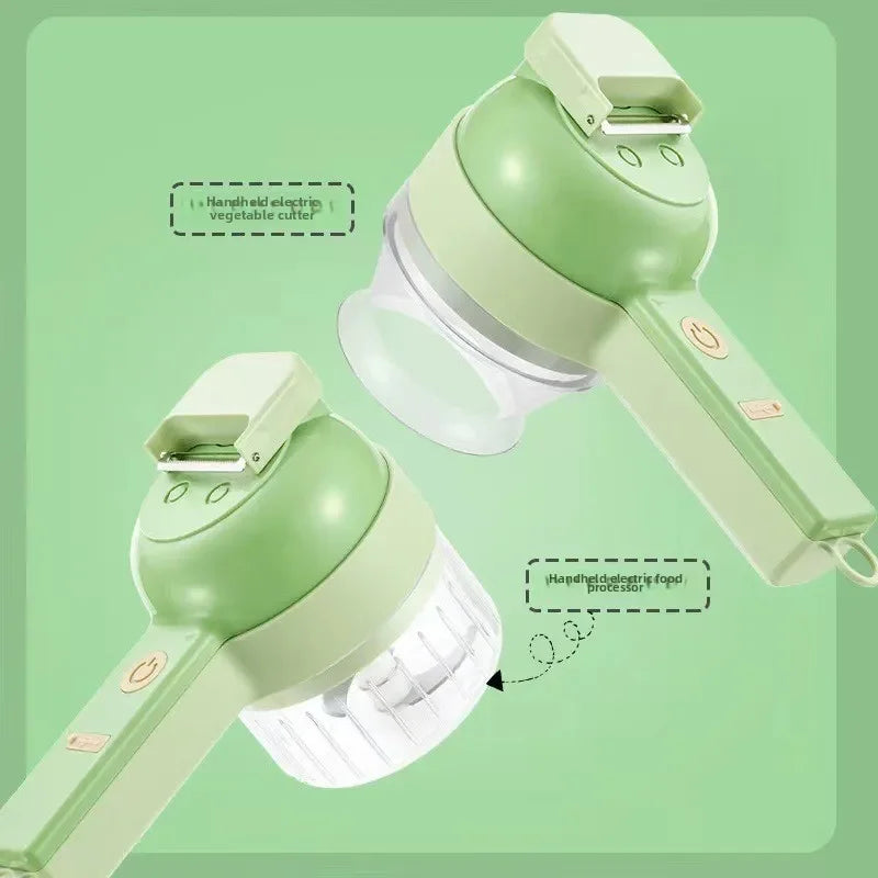 4-in-1 Handheld Electric Food Processor with Cutter, Peeler and Brush