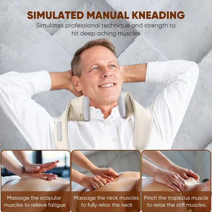 Wireless Neck and Back Massager with Heat, Kneading, and Shoulder Relief
