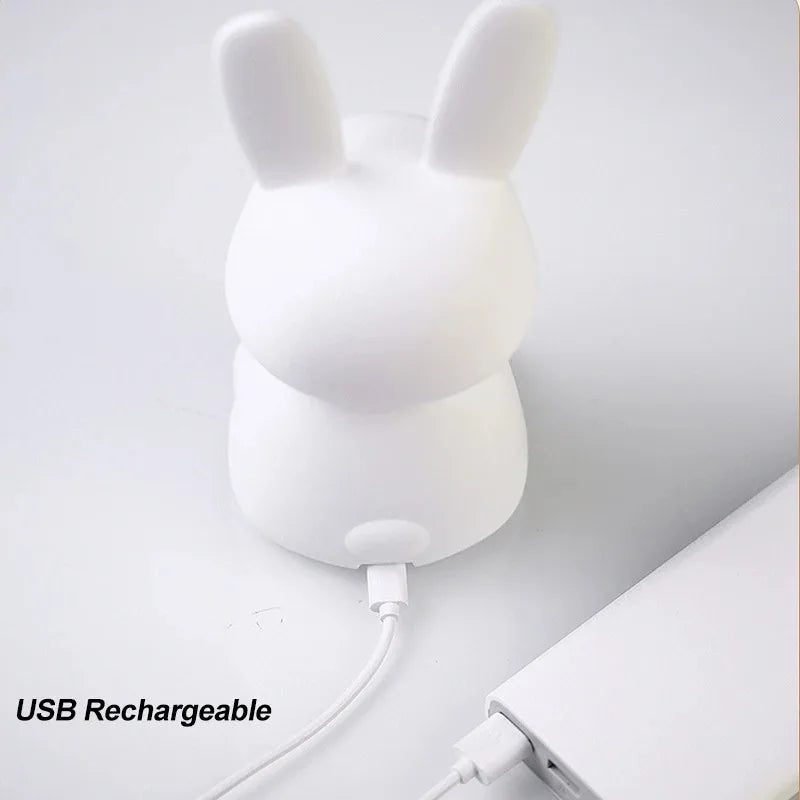 Soft Silicone Bunny Night Light with Touch Control & 7-Colour Modes