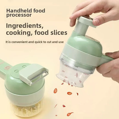 4-in-1 Handheld Electric Food Processor with Cutter, Peeler and Brush