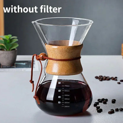 600ml Hand Glass Coffee Kettle with Stainless Steel Drip Filter