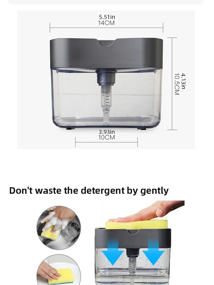 Portable Soap Dispenser for Dishes and Pots Easy-Press Kitchen Cleaning