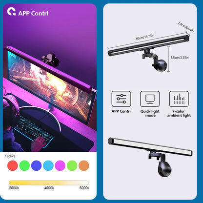 LED Monitor Light Bar Eye-Friendly Screen Lamp with RGB Backlight for Gaming & Work