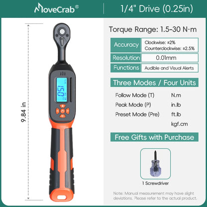 High Precision Digital Torque Wrench 1–340Nm for Automotive and Bike Repair Preset, LED, and Audible Alerts
