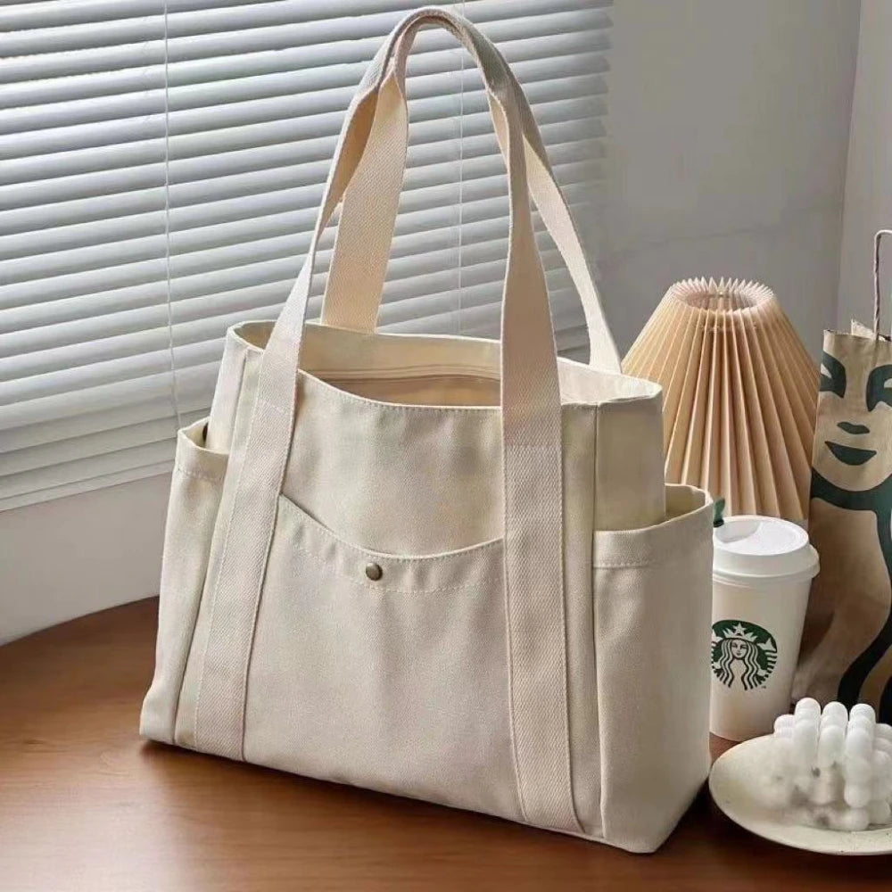 Casual Oxford Canvas Tote for College, Travel and Daily Use