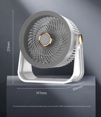 Portable USB Rechargeable Desktop Fan with 5 Speeds and Night Light