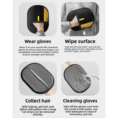 Pet Hair Remover Glove for Cats and Dogs with Grooming Brush
