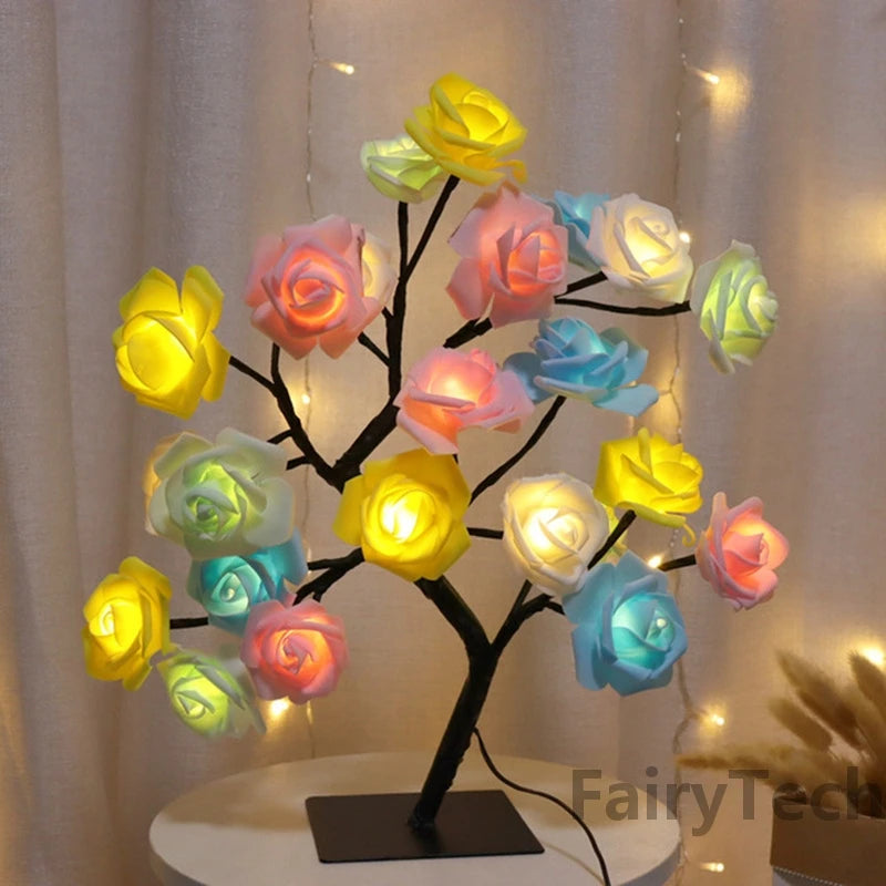 LED Rose Tree Table Lamp USB Fairy Light for Home Decor