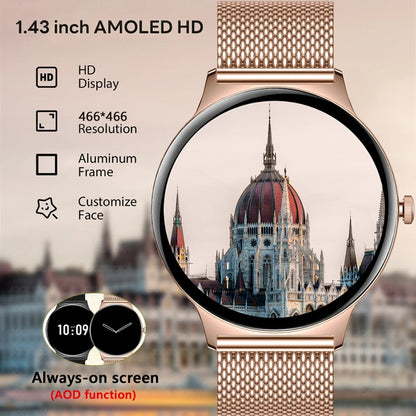 Fashion Slim Smartwatch for Women with Bluetooth 5.3, AMOLED Screen and Advanced Fitness Monitoring