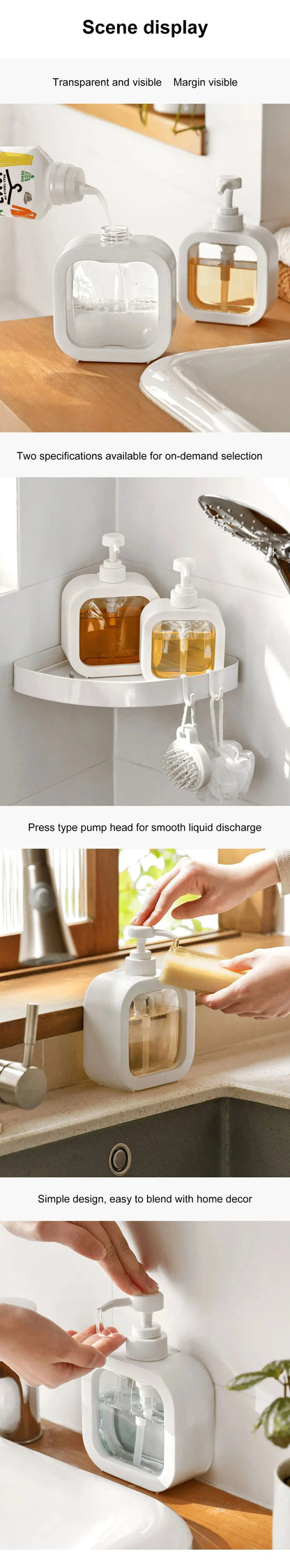 Transparent Pump Bottle with Detachable Shell for Easy Cleaning
