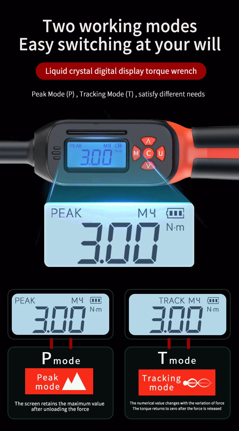High Precision Digital Torque Wrench 1–340Nm for Automotive and Bike Repair Preset, LED, and Audible Alerts