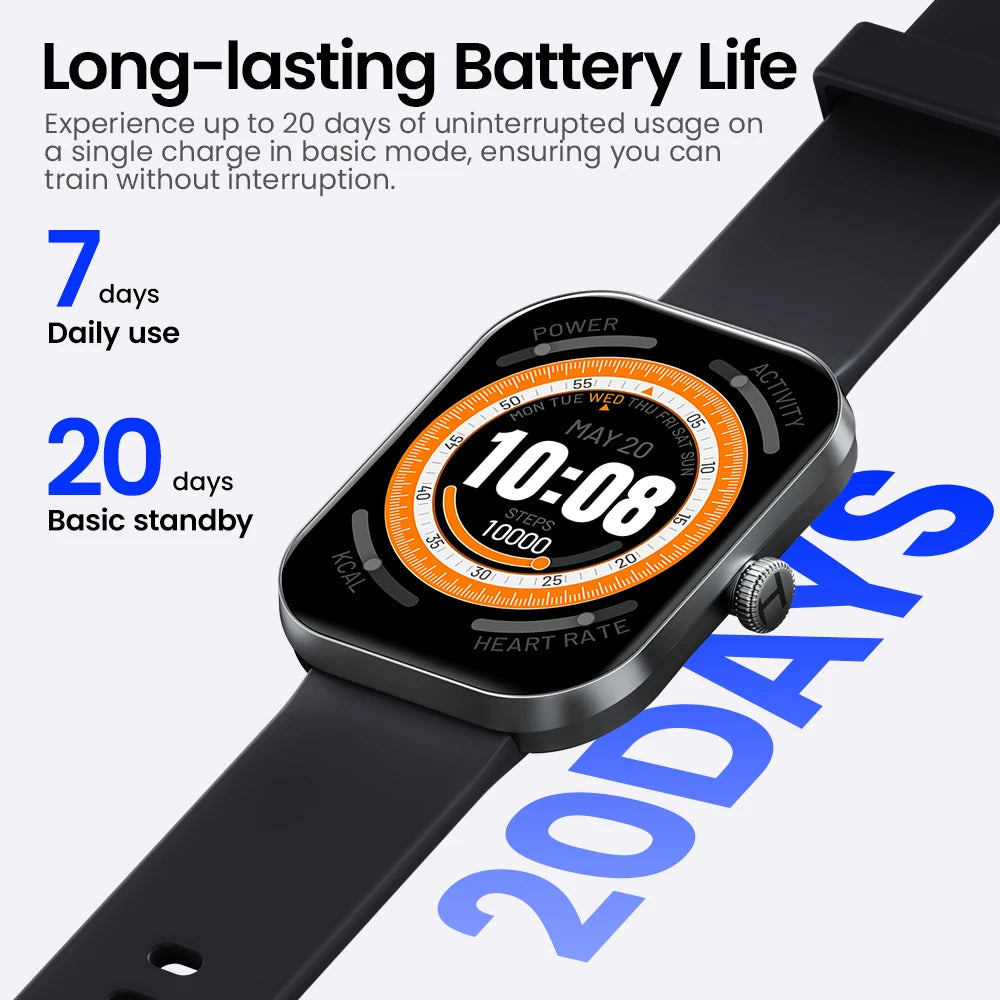 2.01" HD Display Fitness Smartwatch with Voice Assistant and IP68 Waterproof
