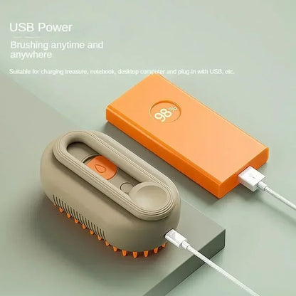 3-in-1 Steamy Pet Brush for Dogs and Cats with Grooming Spray