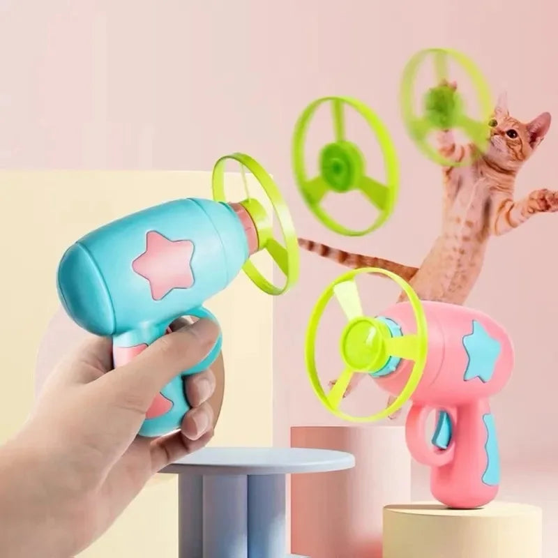 Funny Flying Disc Cat Toy Handheld Launcher for Active Kittens