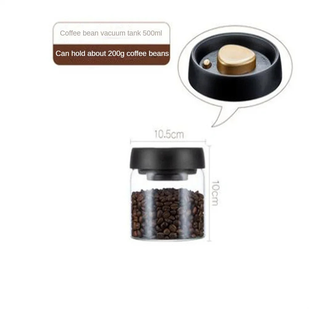 Vacuum Sealed Coffee Bean Storage Jar Airtight Glass Food Container