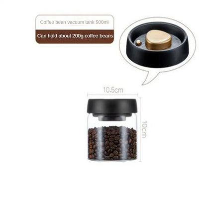 Vacuum Sealed Coffee Bean Storage Jar Airtight Glass Food Container