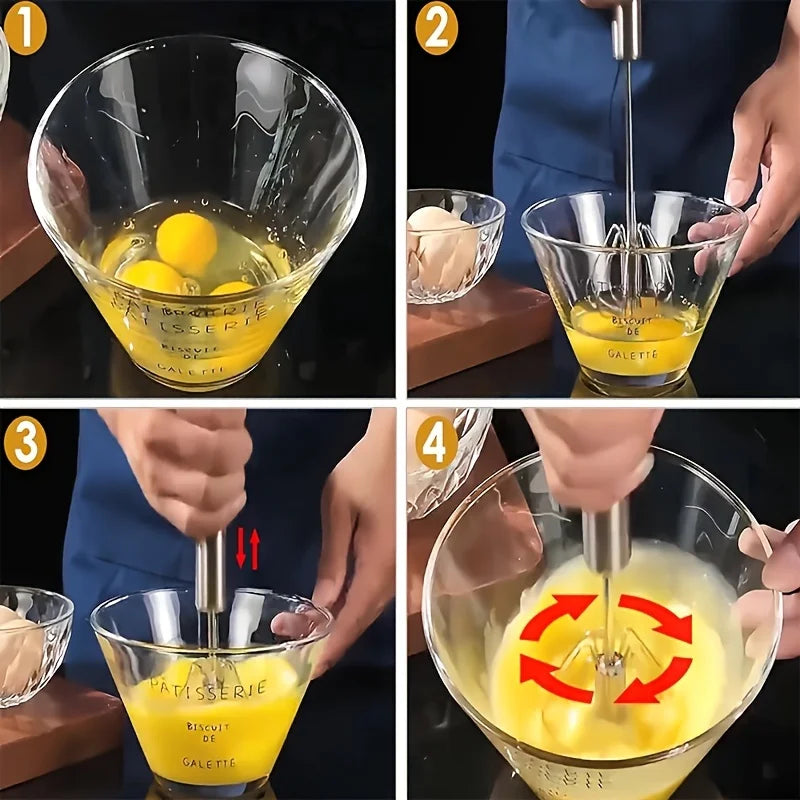 Stainless Steel Semi-Automatic Egg Beater for Easy Mixing and Whisking