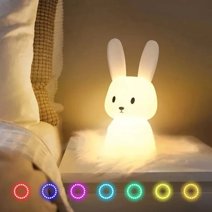 Soft Silicone Bunny Night Light with Touch Control & 7-Colour Modes