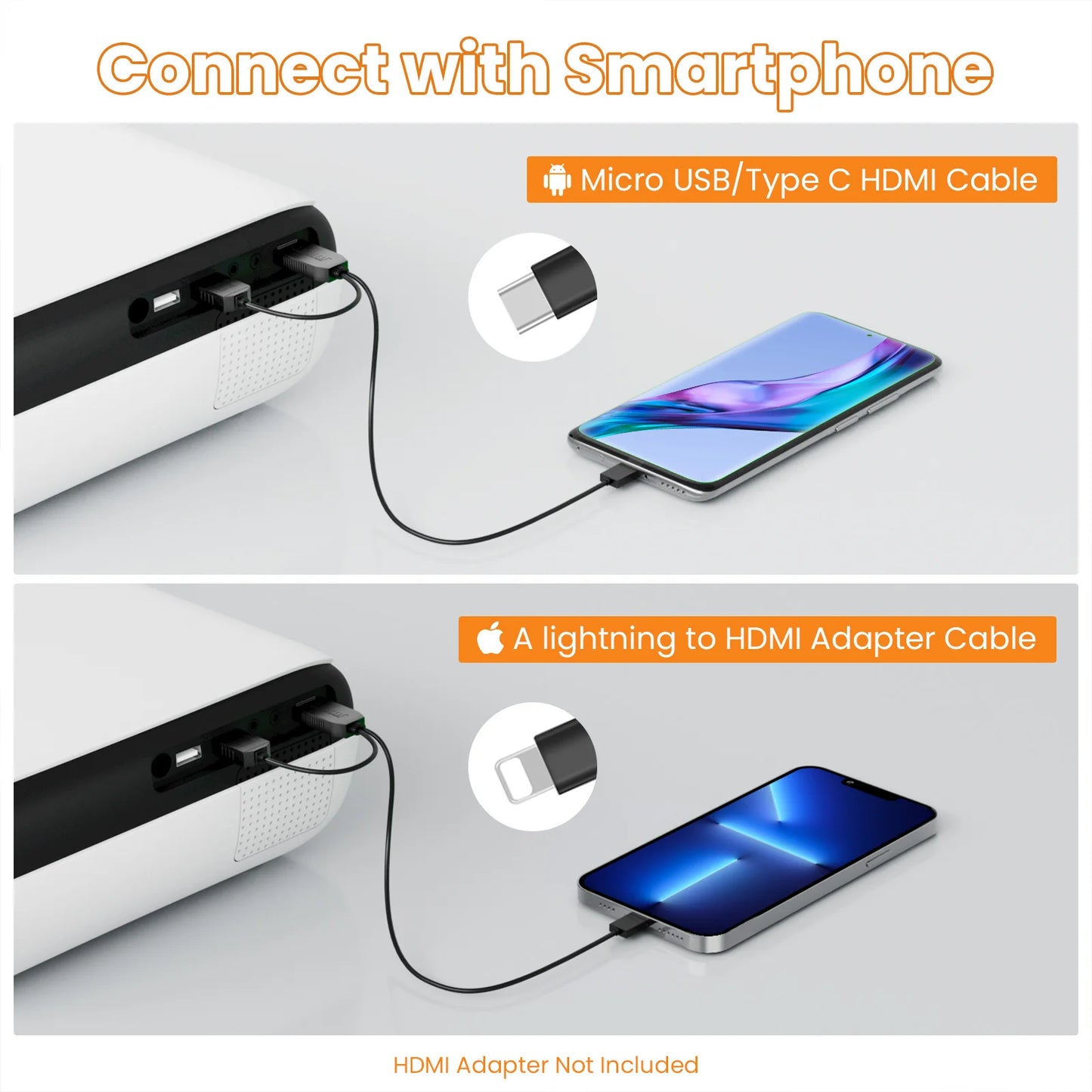 HAPPRUN 1080P Bluetooth Mini Projector with HiFi Speaker