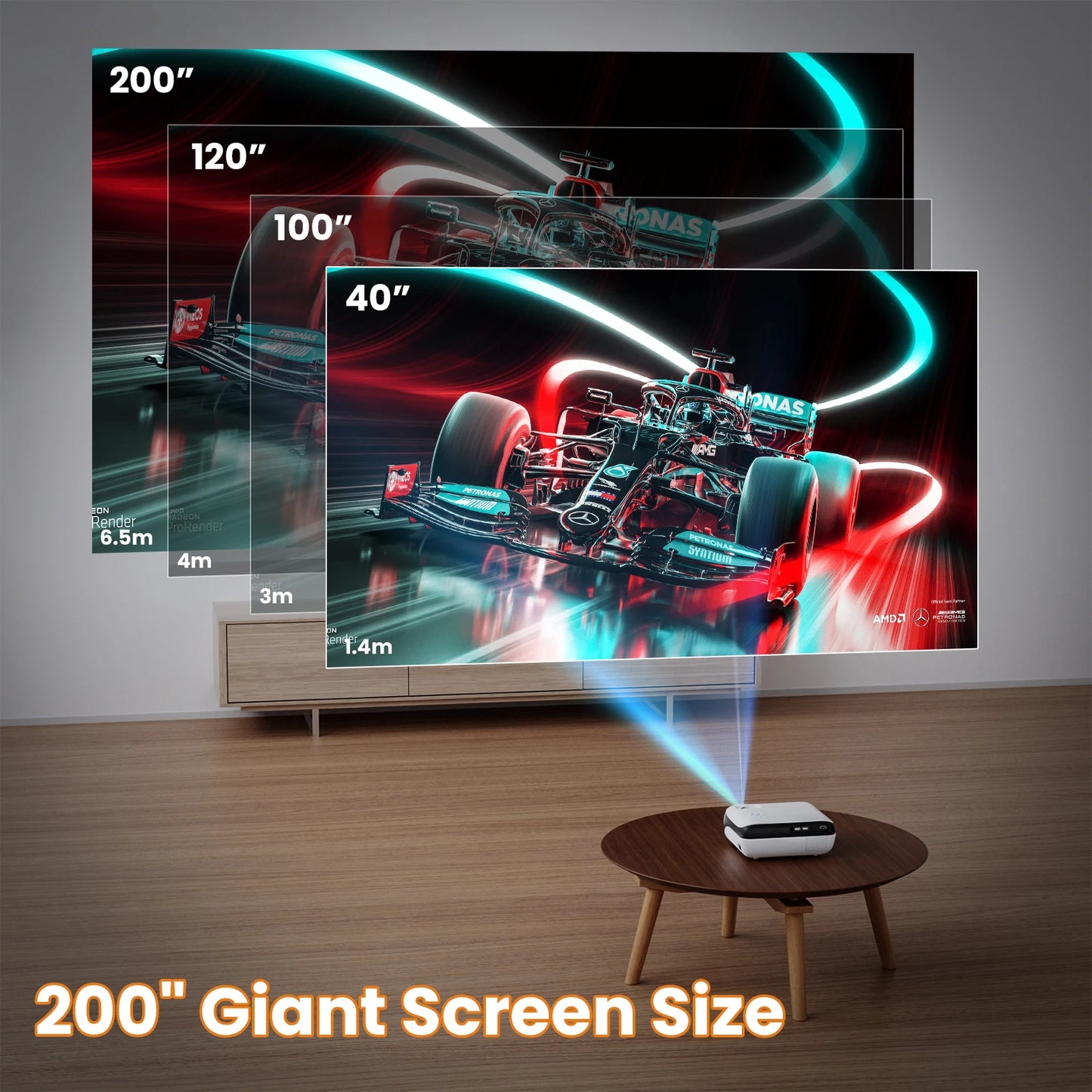 HAPPRUN 1080P Bluetooth Mini Projector with HiFi Speaker