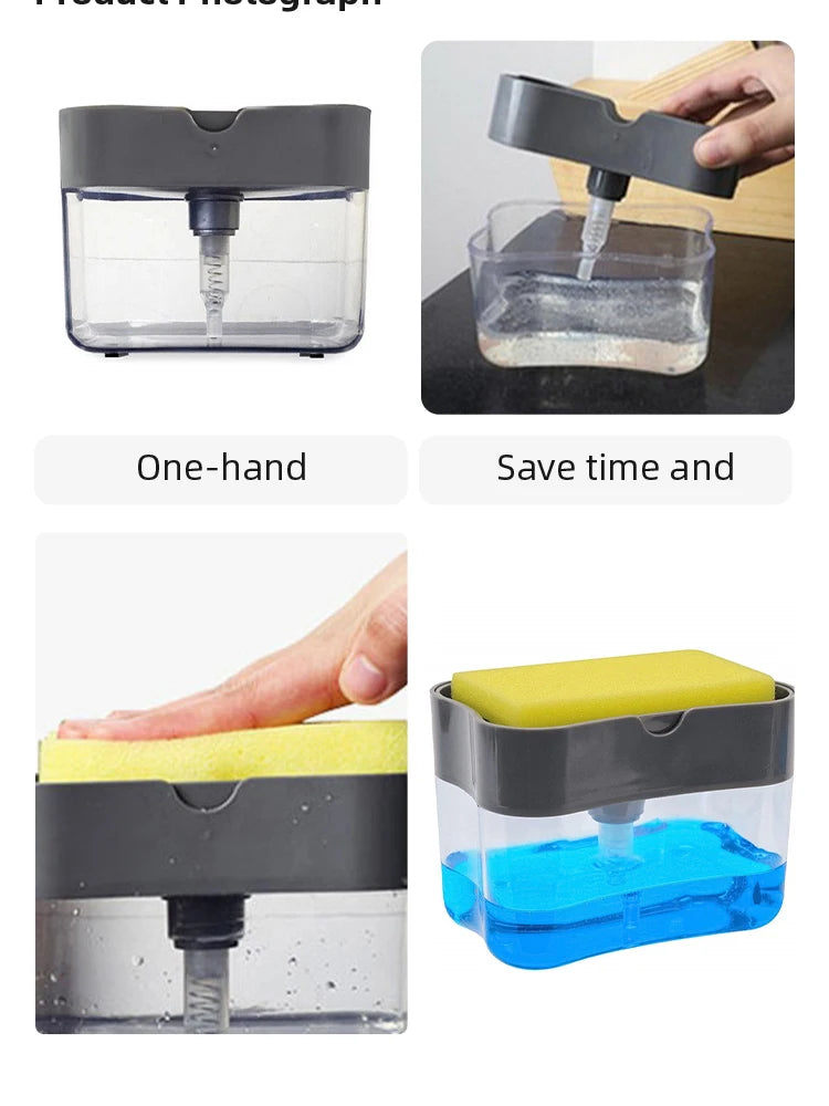 Portable Soap Dispenser for Dishes and Pots Easy-Press Kitchen Cleaning
