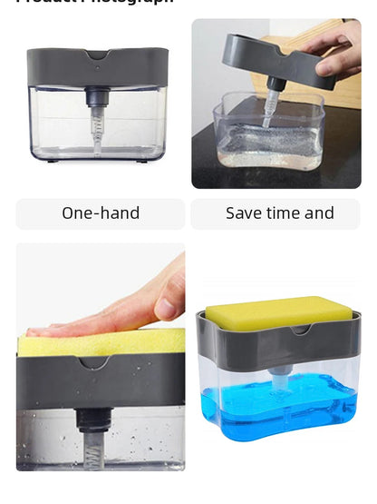 Portable Soap Dispenser for Dishes and Pots Easy-Press Kitchen Cleaning