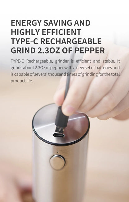 Wireless Electric Salt & Pepper Grinder Stainless Steel Adjustable