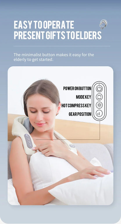 Wireless Neck and Back Massager with Heat, Kneading, and Shoulder Relief