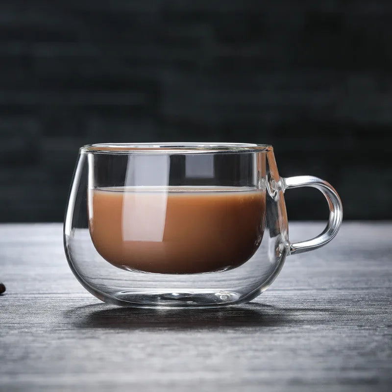 Elegant Double Wall Glass Cup for Coffee, Tea, Latte, and Cold Brews