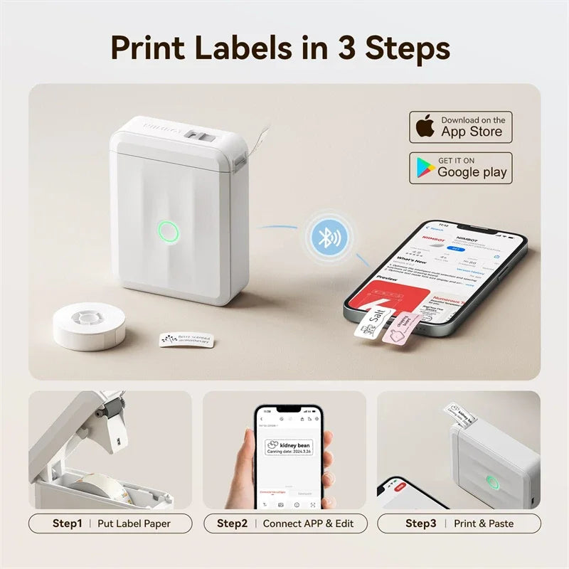 Portable NIIMBOT D110 Label Maker with Tape and App Support
