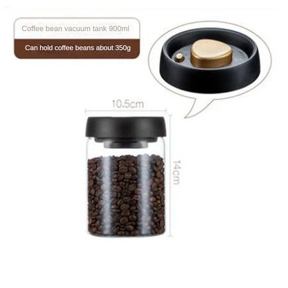 Vacuum Sealed Coffee Bean Storage Jar Airtight Glass Food Container