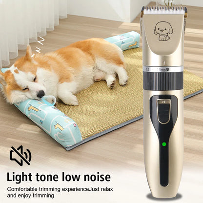 Electric Pet Hair Trimmer for Dogs Cats and Small Animals Kit with Low Noise and Adjustable Blades