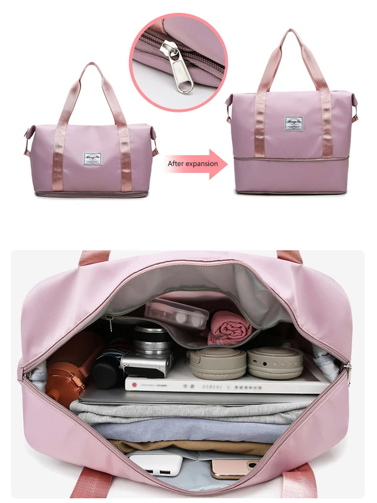 Waterproof Nylon Gym and Travel Tote Bag with Large Capacity