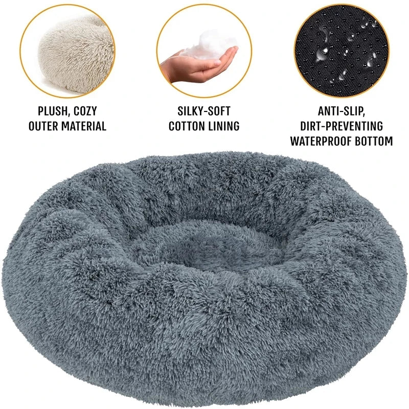 Round Pet Bed for Dogs and Cats Soft Plush