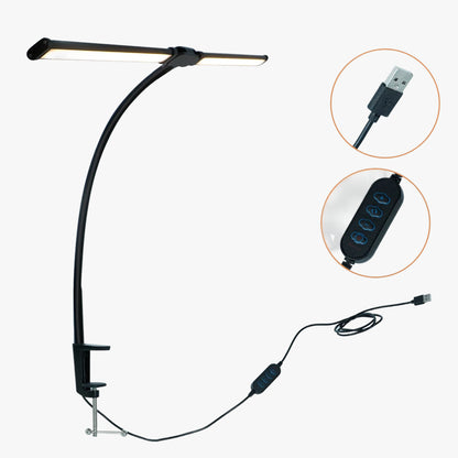 24W Triple Head LED Office Desk Lamp with Clamp and Stepless Dimming