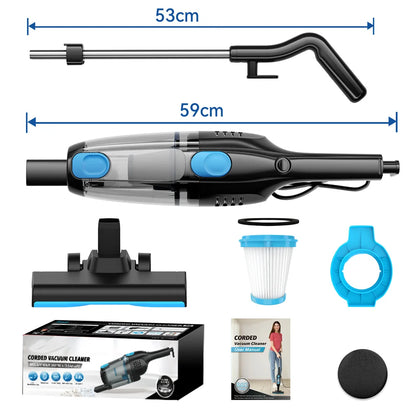 2-in-1 Lightweight Corded Vacuum with Long Cable and Multi Nozzles