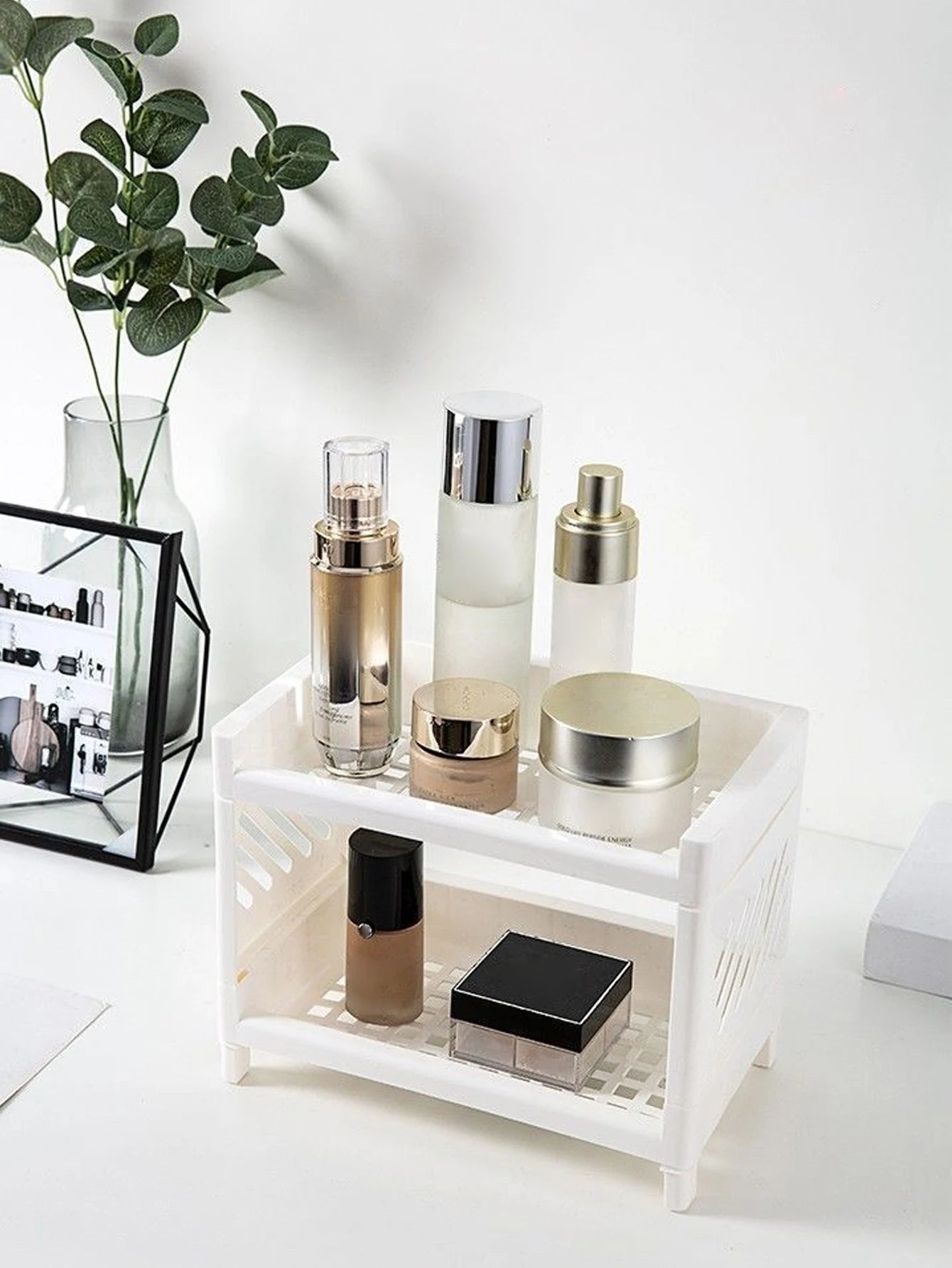 Double Layer Desktop Storage Rack for Office, Cosmetics and Stationery