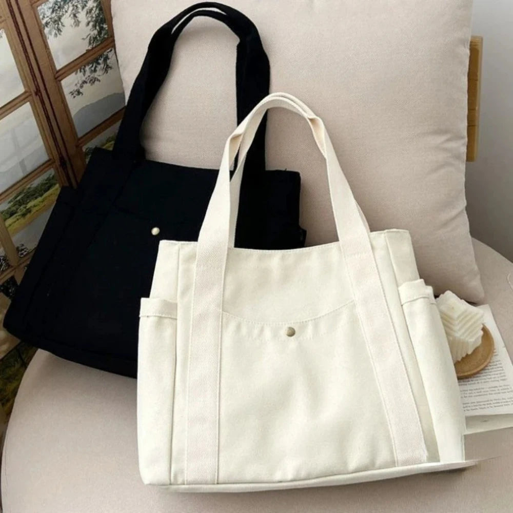 Casual Oxford Canvas Tote for College, Travel and Daily Use