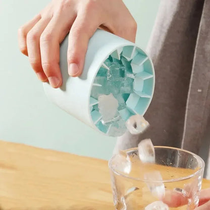 Silicone Round Ice Cube Mold with Compact Ice Bucket for Home and Bar Use