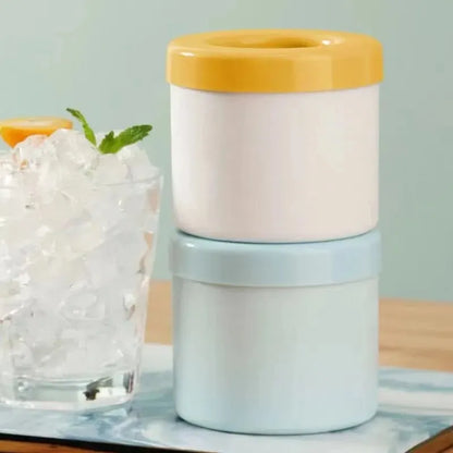 Silicone Round Ice Cube Mold with Compact Ice Bucket for Home and Bar Use