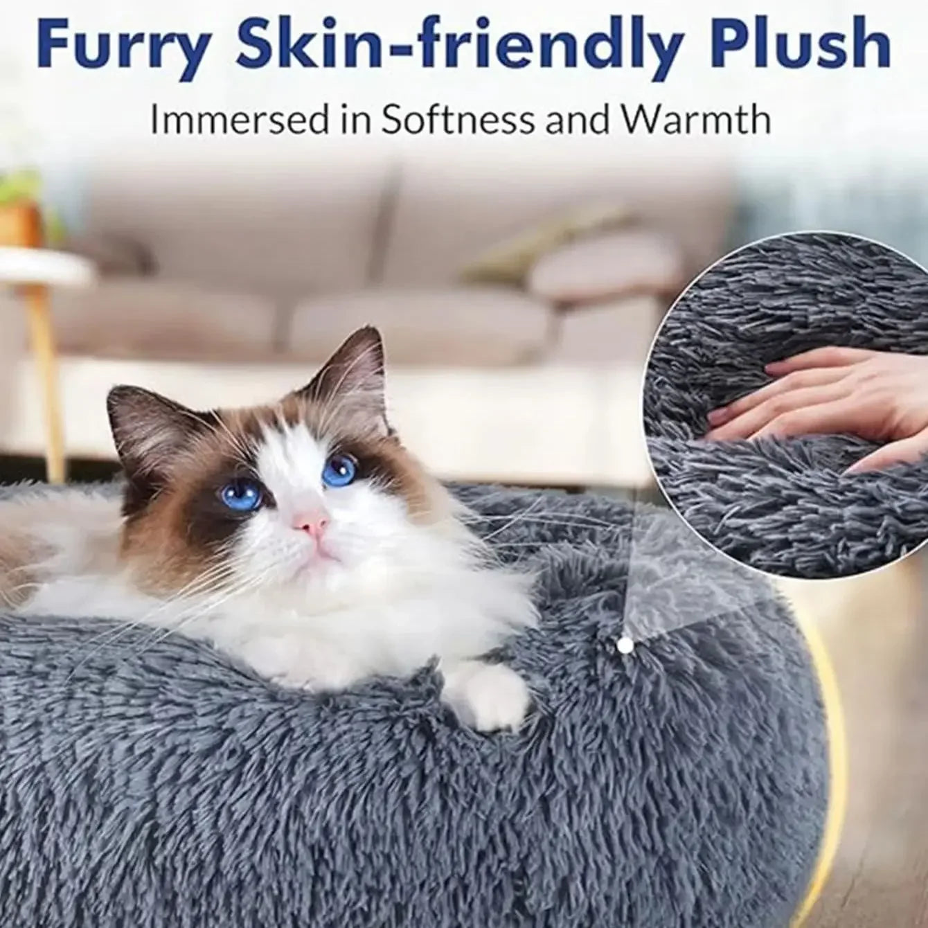 Round Pet Bed for Dogs and Cats Soft Plush