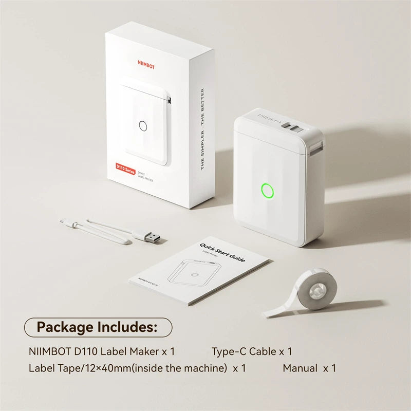Portable NIIMBOT D110 Label Maker with Tape and App Support
